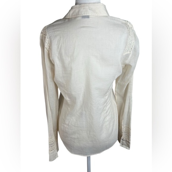 Theory Cream Notched Collar Button Down Shirt - Picture 2 of 13